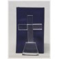 Croix en verre transparent et sa boîte luxe en bleu Dimensions : 10X6cm