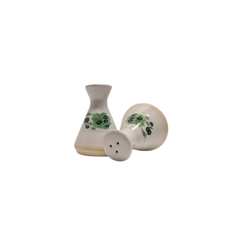 Duo sel/poivre céramique décor olives 6.20x6.20x8.50 cm