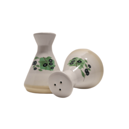 Duo sel/poivre céramique décor olives 6.20x6.20x8.50 cm