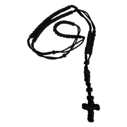 Chapelet de nœuds en cire noire, longueur de 45 cm