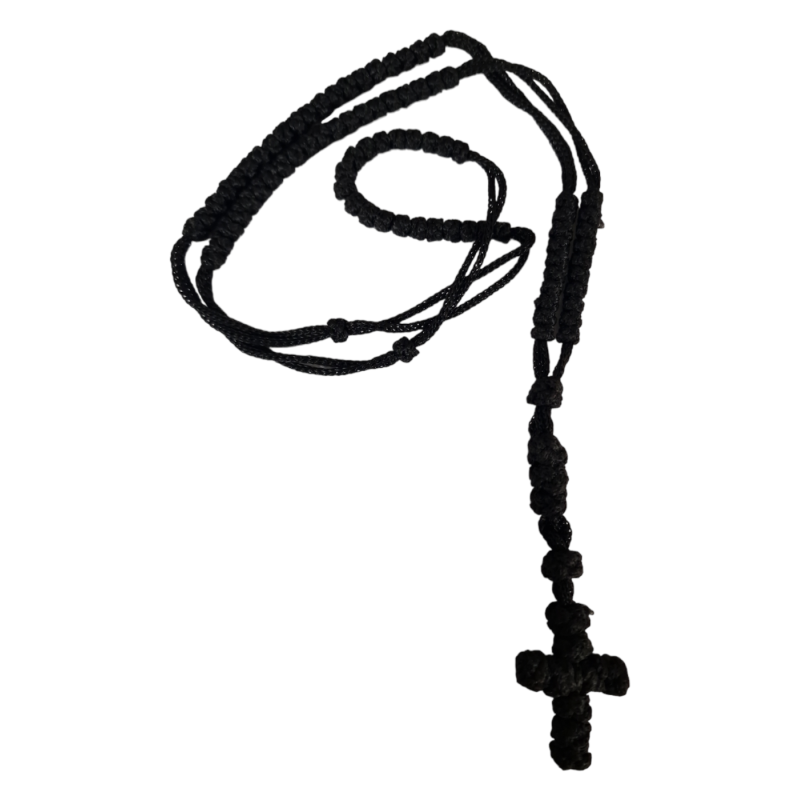 Chapelet de nœuds en cire noire, longueur de 45 cm