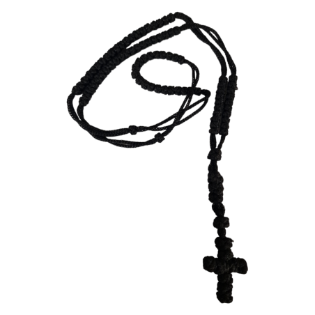 Chapelet de nœuds en cire noire, longueur de 45 cm