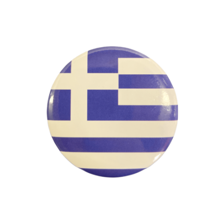 Badge rond en métal personnalisé avec le drapeau grec 5.5 diamètre
