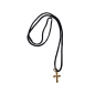 Pendentif avec cordon noir et sa croix dorée de 6 cm x 4 cm