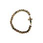 Bracelet avec perles colorées et dorées, orné d'une croix fleurie