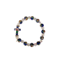 Bracelet avec perles bleues et transparentes, motifs floraux, et une petite croix bleue