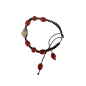 Bracelet en cordelette marron avec six perles de la même couleur et une croix