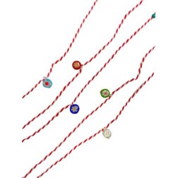 Bracelets grecs à échanger entre amis pour le 1er mai rouge-blanc et des petites fleurs en verre " 5