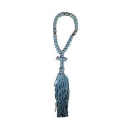 Chapelet de 35 nœuds bleu ciel avec 3 perles