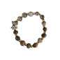 Bracelet en perles grises et dorées avec une petite croix argentée