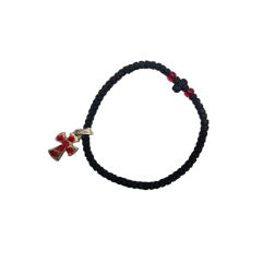 Bracelet-chapelet avec 2 perles rouges et un croix en argent et rouge