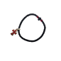 Bracelet-chapelet avec 2 perles rouges et un croix en argent et rouge