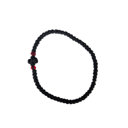 Chapelet en bracelet avec 2 pierres rouges et un petit croix