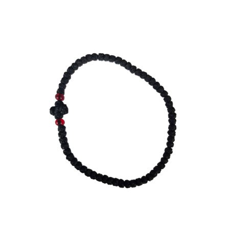 Chapelet en bracelet avec 2 pierres rouges et un petit croix