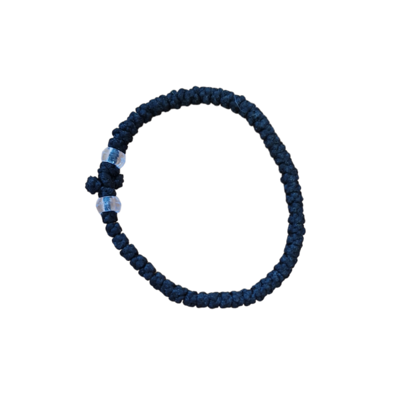 Chapelet en bracelet avec 2 pierres transparentes et une petite croix