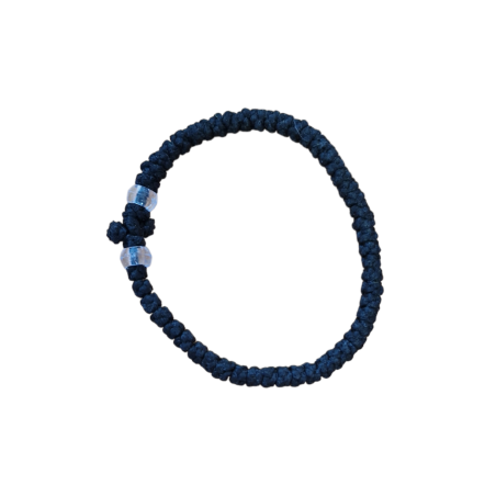 Chapelet en bracelet avec 2 pierres transparentes et une petite croix