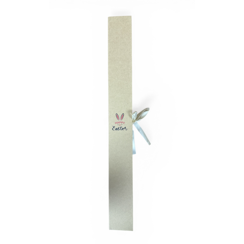 Boîte écru rigide pour bougie de Pâques avec ruban beige 41 cm