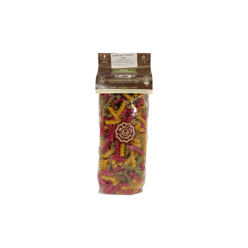 Fusilli crétois tricolore aux 3 légumes betterave, carotte, épinard TO MAGGIRI 400g Fusilli crétois tricolore aux 3 légumes betterave, carotte, épinard TO MAGGIRI 400g