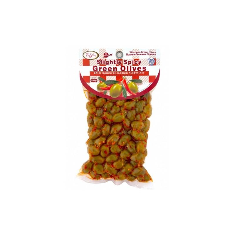 Olives vertes grecques aux piments en sous vide ELLIE 500 g