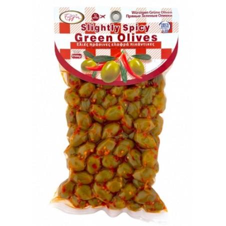 Olives vertes grecques aux piments en sous vide ELLIE 500 g