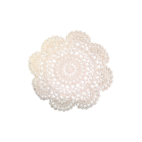 Napperon rond 100% coton beige diamètre 16 cm