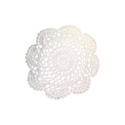 Napperon rond 100% coton blanc diamètre 16 cm