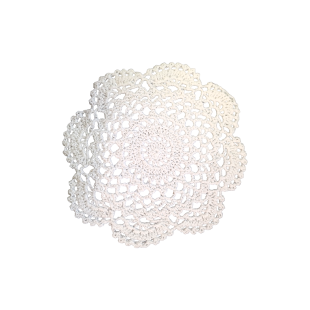 Napperon rond 100% coton blanc diamètre 16 cm