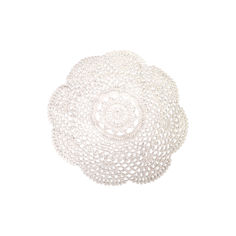 Napperon rond 100% coton blanc diamètre 22.50 cm