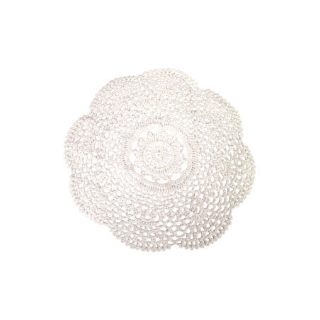Napperon rond 100% coton blanc diamètre 22.50 cm
