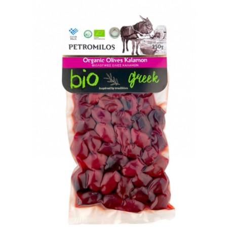 Olives de Kalamata noires naturelles BIO en sous vide PETROMILOS 250 g