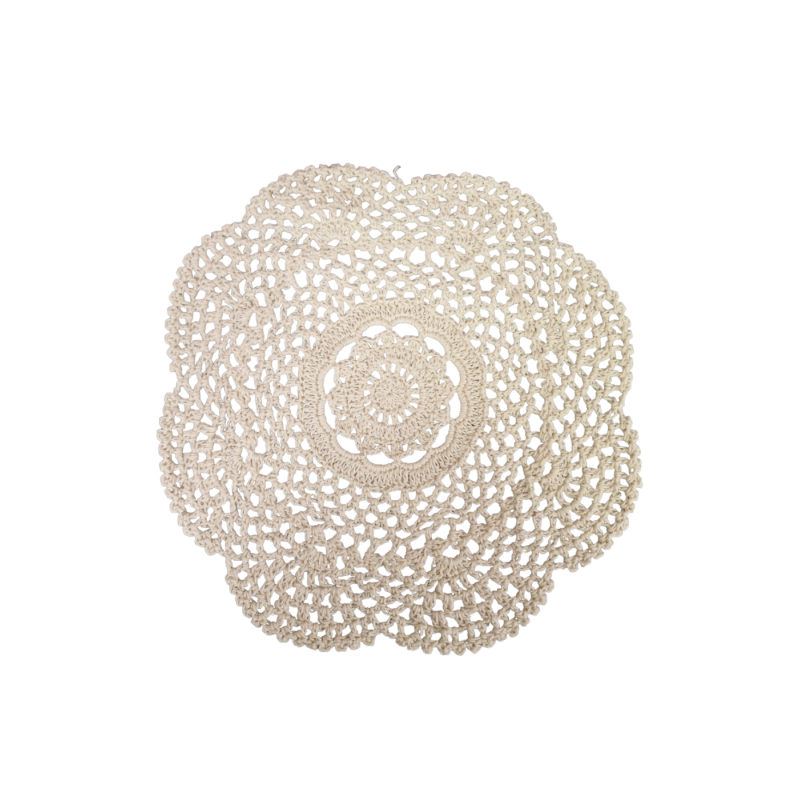 Napperon rond 100% coton beige diamètre 22.50 cm