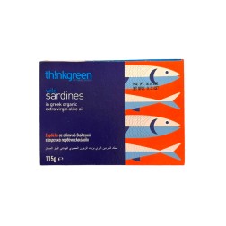 Sardines grecques de la mer Égée, à l'huile d'olive BIO THINKGREEN 115 g