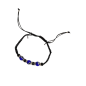 Bracelet noir avec 3 bleus oeils et 6 strass