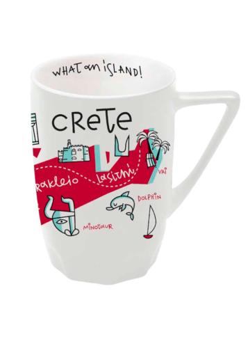 Mug en céramique illustré carte de Crète blanc  WHAT A BRAND  330 ml