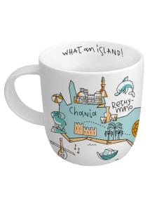 Mug en céramique illustré carte de Crète WHAT A BRAND