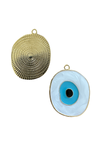 Pendentif œil grec émaillé en métal, 3.2 x 4.2 cm, différentes couleurs