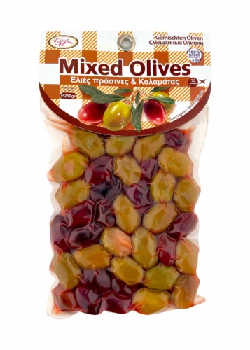 Olives mixtes grecques, vertes et noires, en sous vide ELLIE 250 g