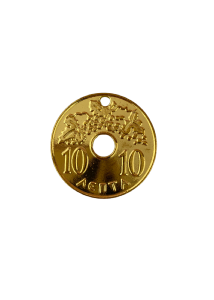 Pièce grecque couleur d'or '10 Lepta' 38 mm