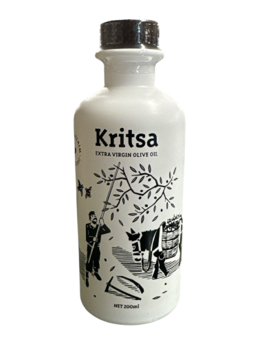 Huile d'olive extra vierge en bouteille ceramique blanche KRITSAS 200 ml