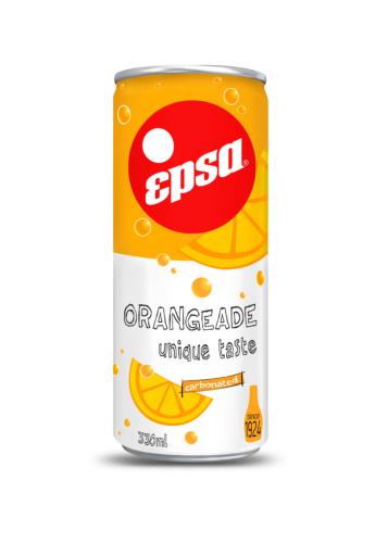 Orangeade gazeuse grecque en canette EPSA de 330 ml