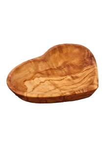 Coupelle en bois d'olivier en forme de cœur RIZES 13X10 cm