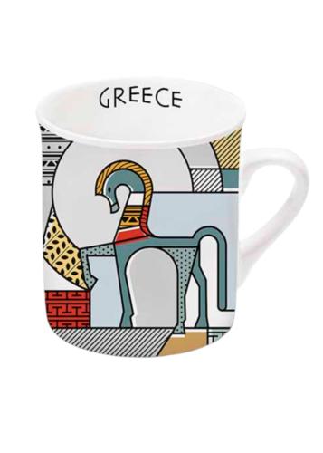 Mug céramique Grèce antique casque et cheval ANCIENT GREECE