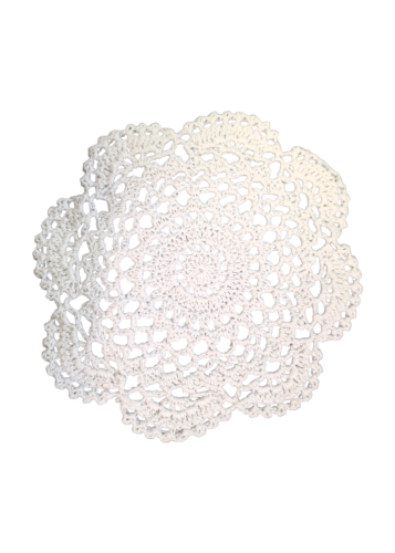 Napperon rond 100% coton blanc diamètre 16 cm