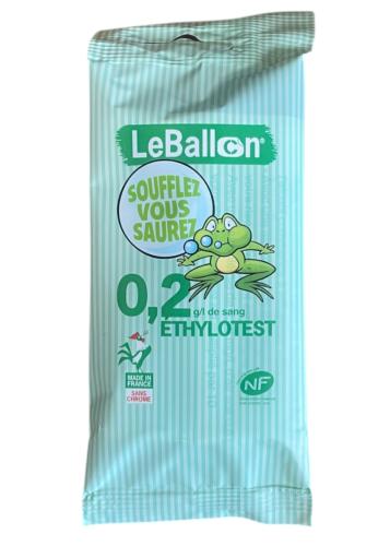 Éthylotest sans chrome LE BALLON 0.2/l de sang Norme NF