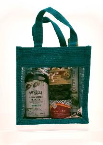 Sac de toile de jute Bleu fonc avec fentre20X13X20