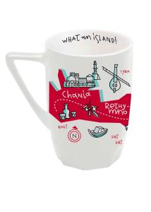 Mug en céramique illustré carte de Crète blanc  WHAT A BRAND  330 ml