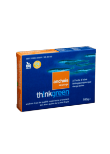 Anchois de la mer Égée, à l'huile d'olive BIO de Grèce THINKGREEN 90 g