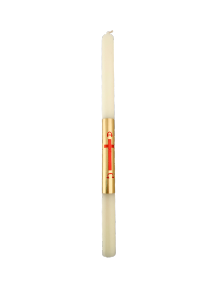 Bougie de Pques artisanale de Grce avec imprim croix - Lambada 36 cm