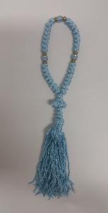 Chapelet 35 nœuds bleu ciel avec 3 perles