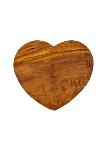 Planche à découper en bois d'olivier en forme de cœur RIZES 18 cm